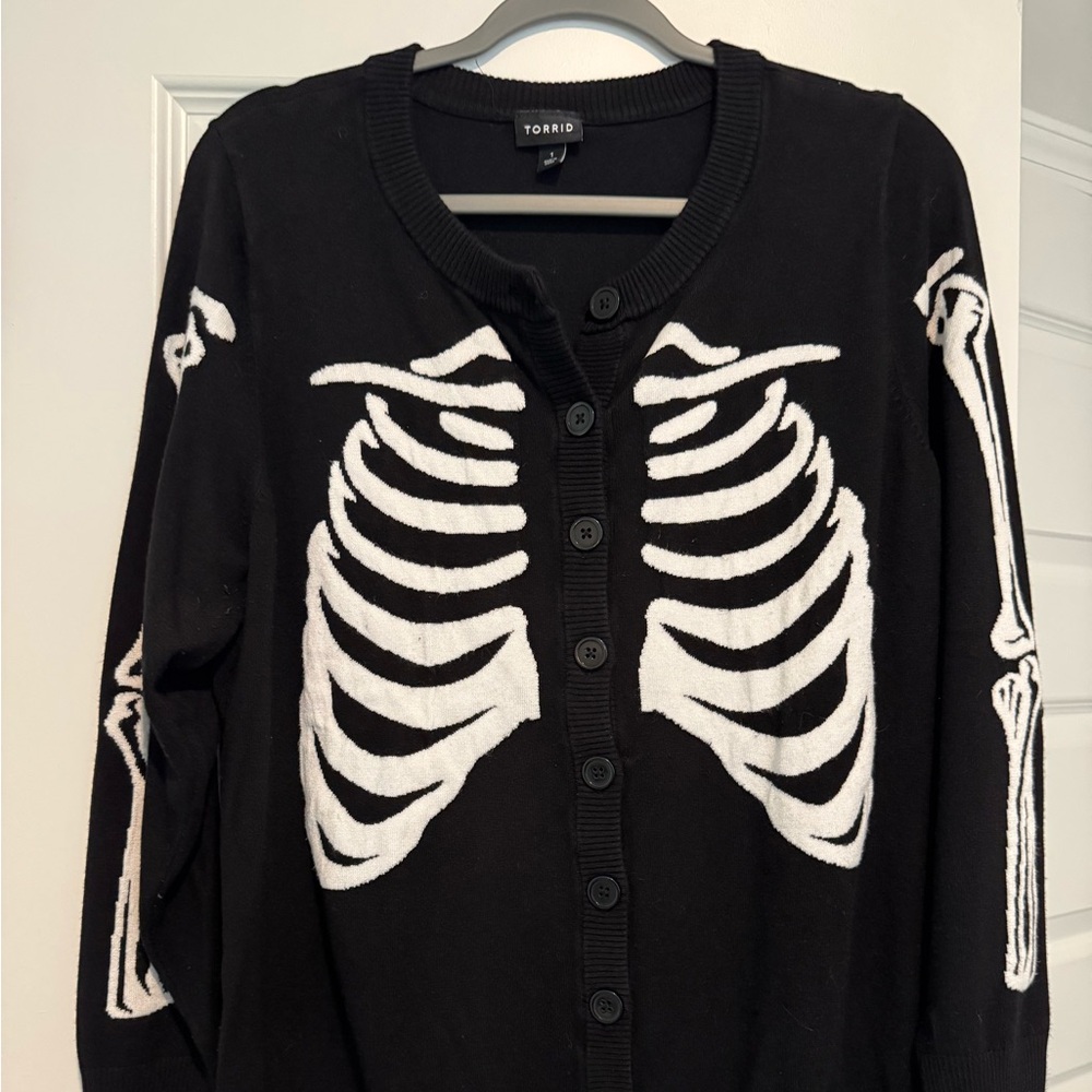 Torrid Black and White Skeleton Cardigan Size 1